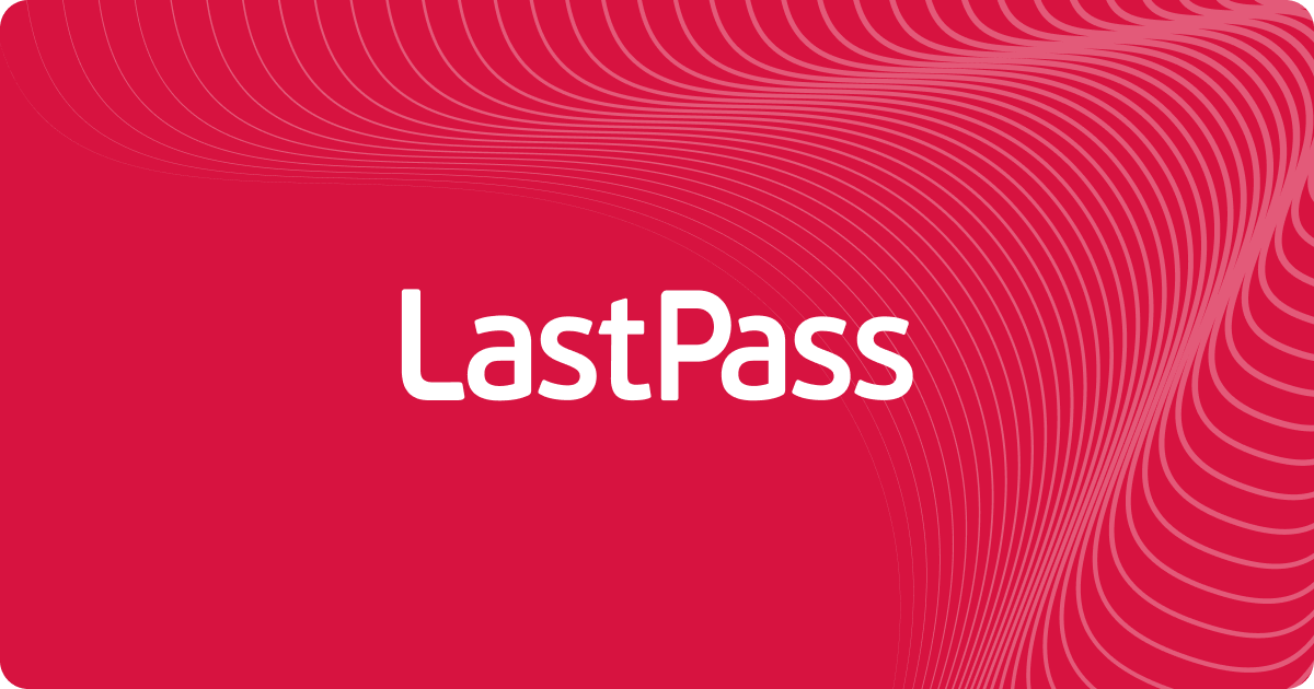 Red LastPass banner graphic displaying the LastPass logo, representing password management and digital security software.