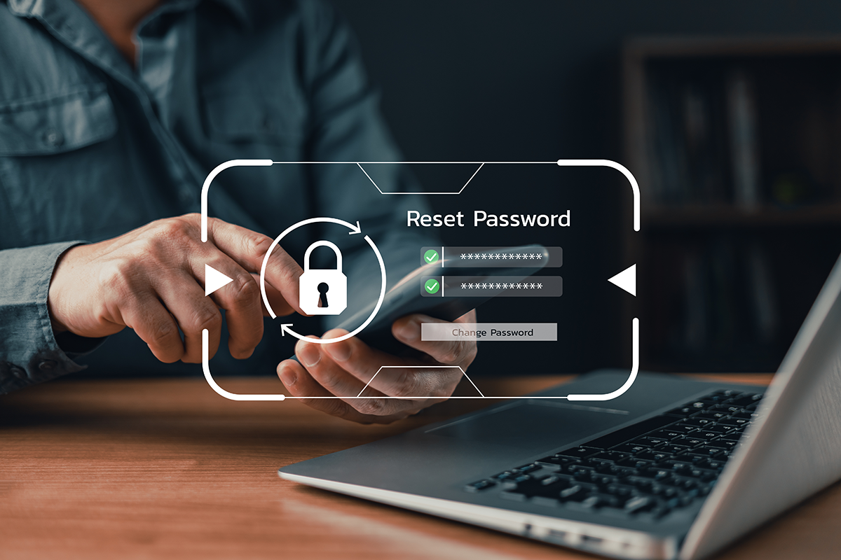 User resetting online password on smartphone with lock security interface